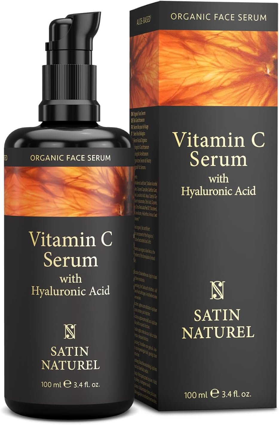 61QNtZ8Gu4L._AC_SL1500_ Satin Naturel Serum Vitamina C con Acido Hialuronico 100ml - Serum Antimanchas Illuminador para el Rostro Contorno de Ojos y el Escote - Vitamina C Facial Skincare