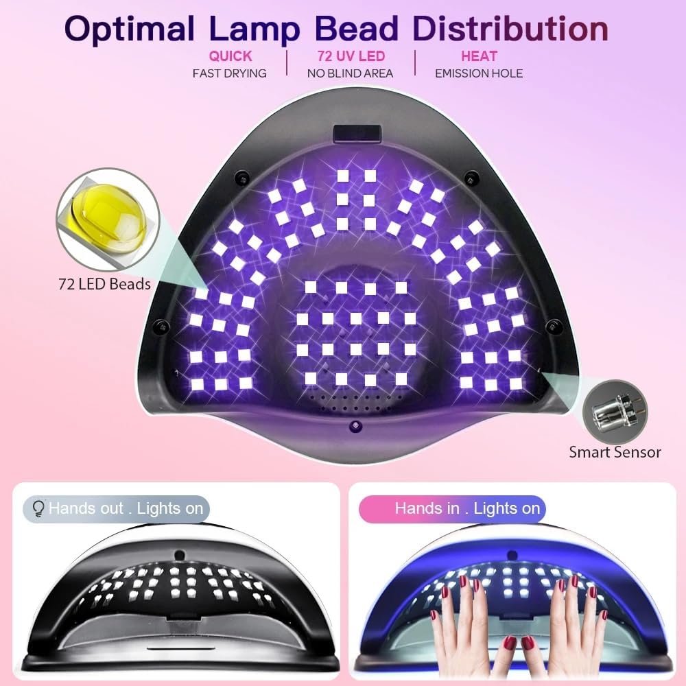 61TbZgIrJxL._AC_SL1000_ Lámpara LED UV de 320 W, secador de uñas LED profesional para uñas de gel con 72 cuentas de lámpara, pantalla táctil, 4 temporizadores y sensor automático, ideal para salón en casa, tecnología de - Imagen 6
