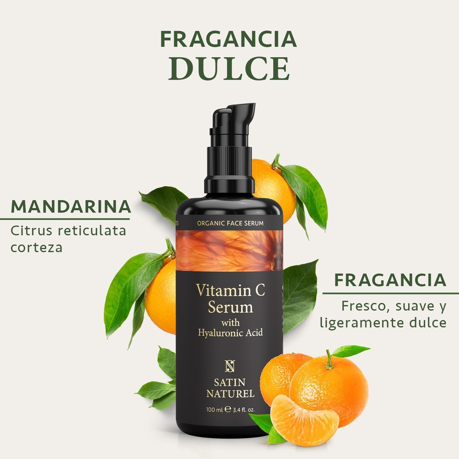 61rfR6JIngL._AC_SL1500_ Satin Naturel Serum Vitamina C con Acido Hialuronico 100ml - Serum Antimanchas Illuminador para el Rostro Contorno de Ojos y el Escote - Vitamina C Facial Skincare - Imagen 2