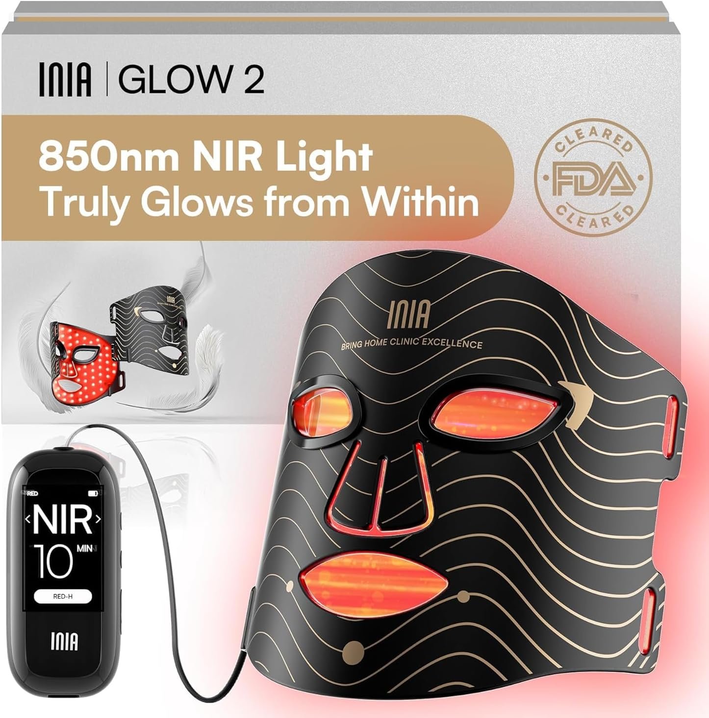 714IQGK5JML._AC_SL1500_ INIA GLOW Máscara LED Facial, Luz Roja y Azul, 3 Modos, 220 LEDs