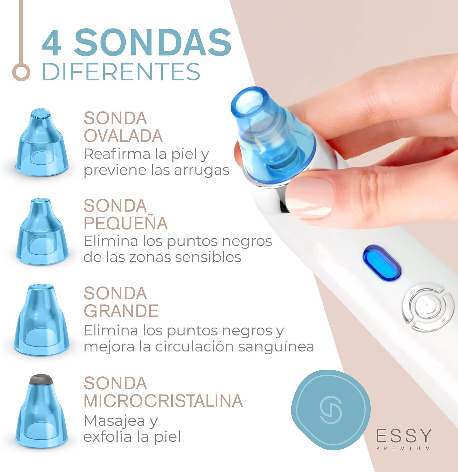 71D4A9Zc0cL._AC_SL1500_ Essy Succionador de Puntos Negros y Espinillas para Limpieza Facial (Azul) - Imagen 3