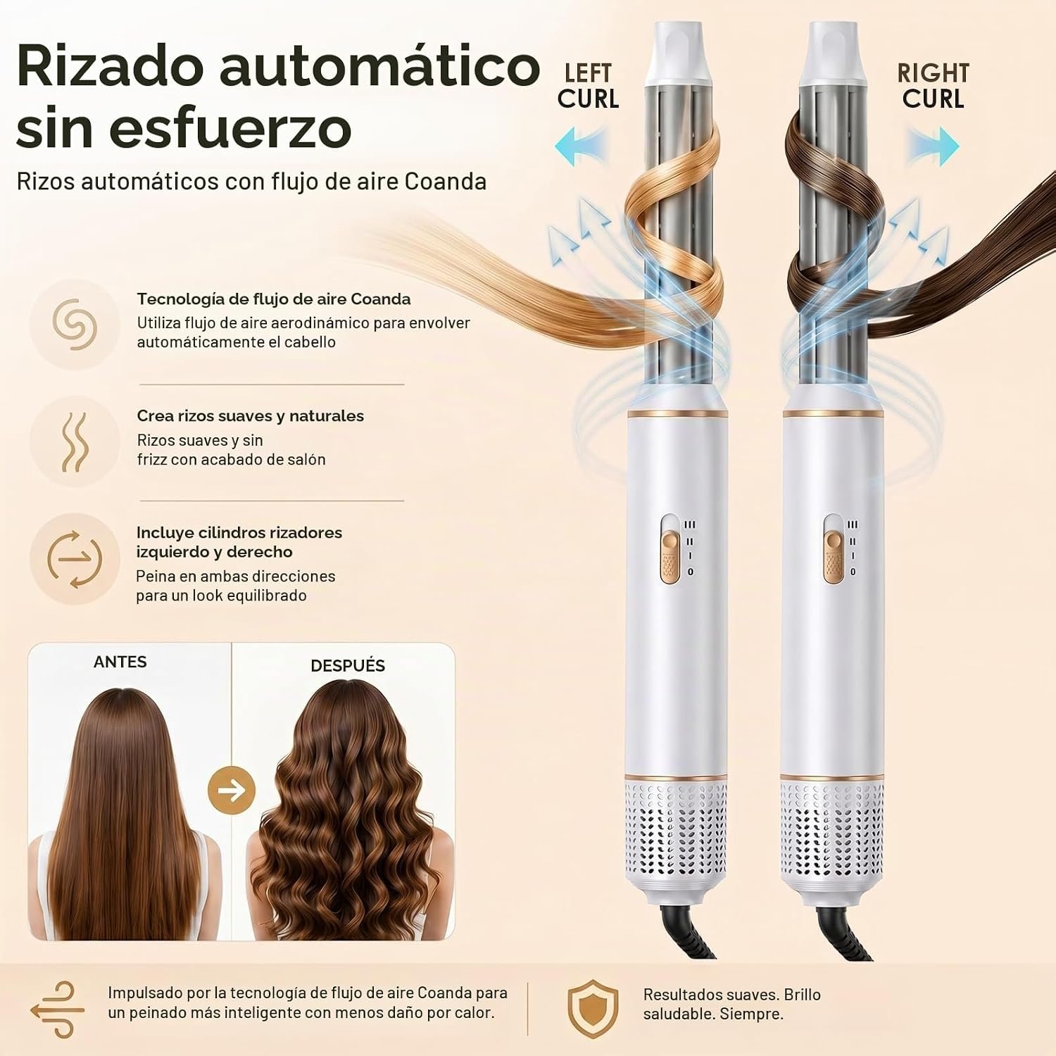 71PJmHDw1PL._AC_SL1500_ Cepillo Secador de Pelo 5 en 1, Cepillo De Aire Caliente Multifunción, 1000W Air Styler Set, Hair Styler, Rizador Pelo Automatico, Thermal Brush para Volumen, Doblar, Suavizar, Secar - Imagen 4