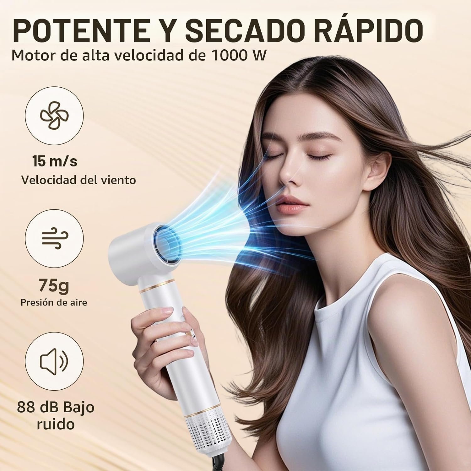 71YGE8iAaZL._AC_SL1500_ Cepillo Secador de Pelo 5 en 1, Cepillo De Aire Caliente Multifunción, 1000W Air Styler Set, Hair Styler, Rizador Pelo Automatico, Thermal Brush para Volumen, Doblar, Suavizar, Secar - Imagen 7
