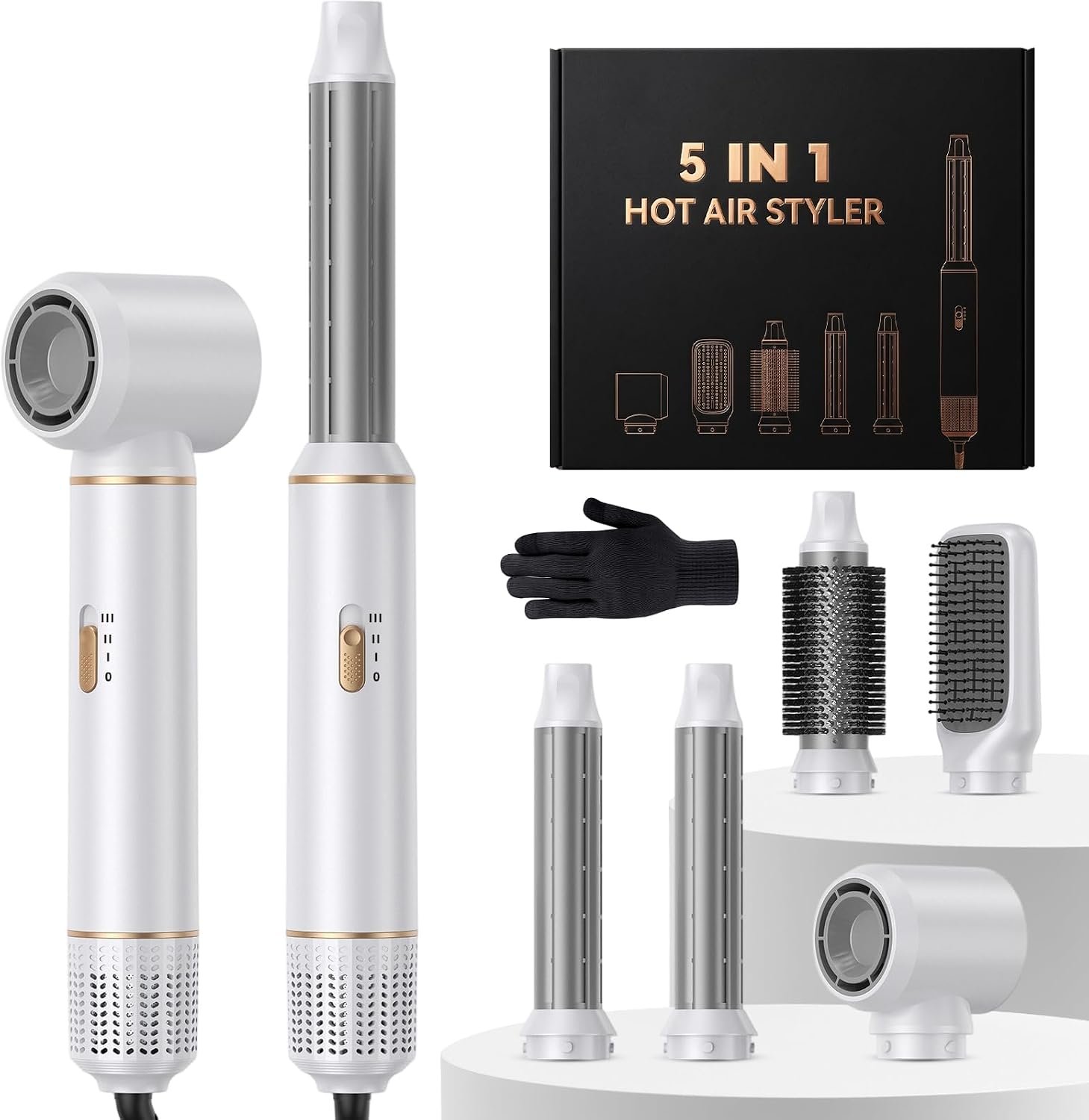 71dq411OmZL._AC_SL1500_ Cepillo Secador de Pelo 5 en 1, Cepillo De Aire Caliente Multifunción, 1000W Air Styler Set, Hair Styler, Rizador Pelo Automatico, Thermal Brush para Volumen, Doblar, Suavizar, Secar