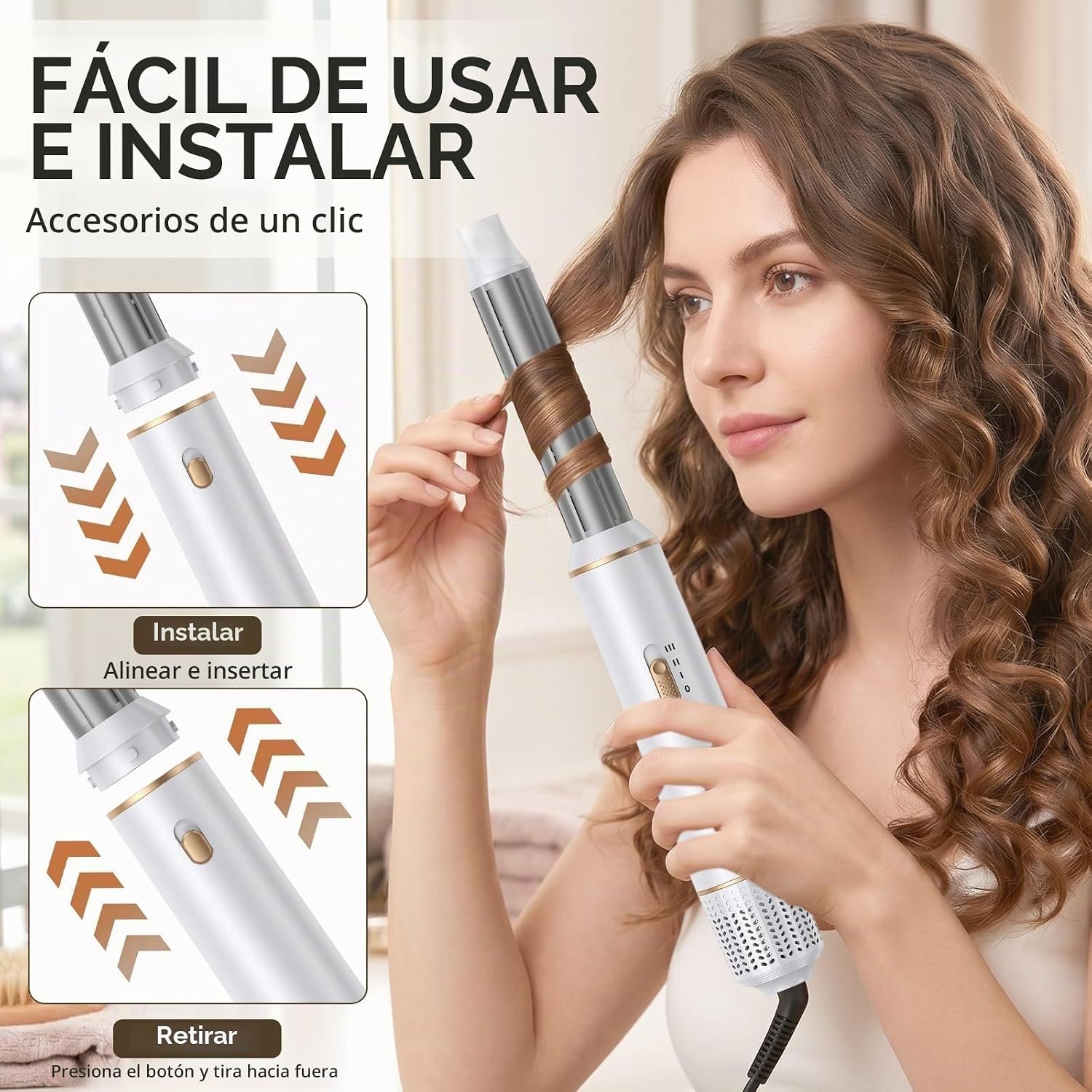71e7lG-l-zL._AC_SL1500_ Cepillo Secador de Pelo 5 en 1, Cepillo De Aire Caliente Multifunción, 1000W Air Styler Set, Hair Styler, Rizador Pelo Automatico, Thermal Brush para Volumen, Doblar, Suavizar, Secar - Imagen 3