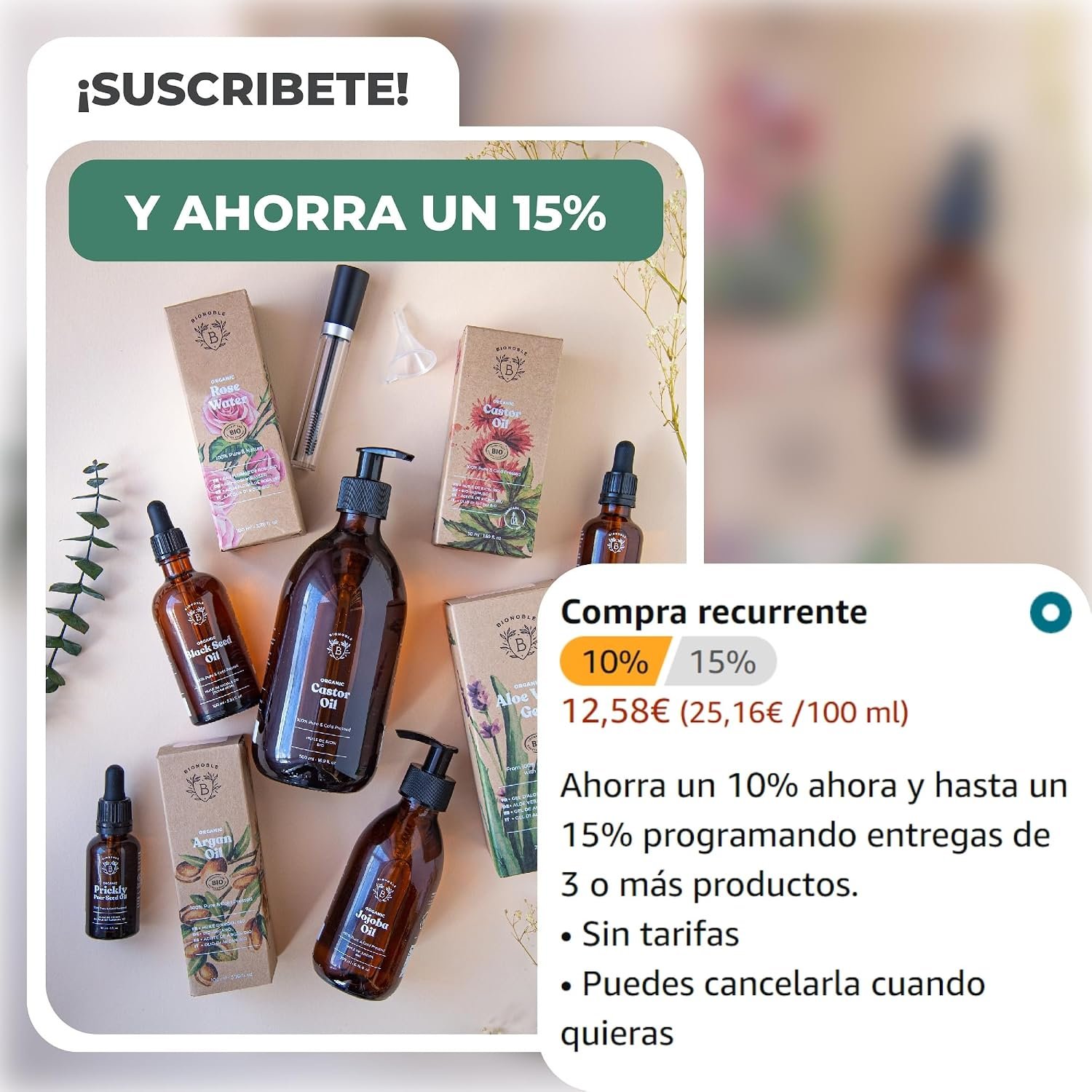 BIONOBLE Aceite de Argán Bio Puro Prensado en Frío - Pelo, Rostro - 50ml | 100 Puro, Sin Hexano - Repara, Nutre la Piel - Aceite Argan Pelo y Cara - Vegan Argan Oil - Botella de Vidrio, Pipeta, Bomba - Imagen 3