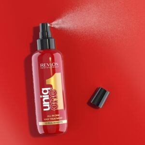 EVLON PROFESSIONAL UniqOne All in One Protector Térmico Pelo, Hidratación Profunda Cabello, Tratamiento en Spray sin Aclarado, Desenredante Pelo Mujer, Fragrancia Classic 150 ml