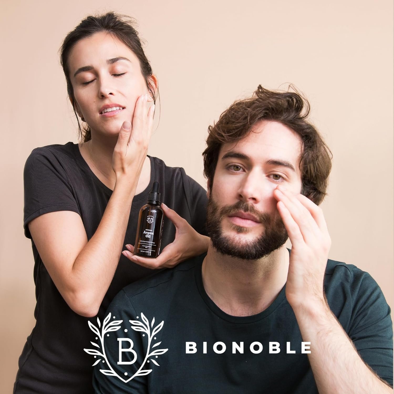 BIONOBLE Aceite de Argán Bio Puro Prensado en Frío - Pelo, Rostro - 50ml | 100 Puro, Sin Hexano - Repara, Nutre la Piel - Aceite Argan Pelo y Cara - Vegan Argan Oil - Botella de Vidrio, Pipeta, Bomba - Imagen 4